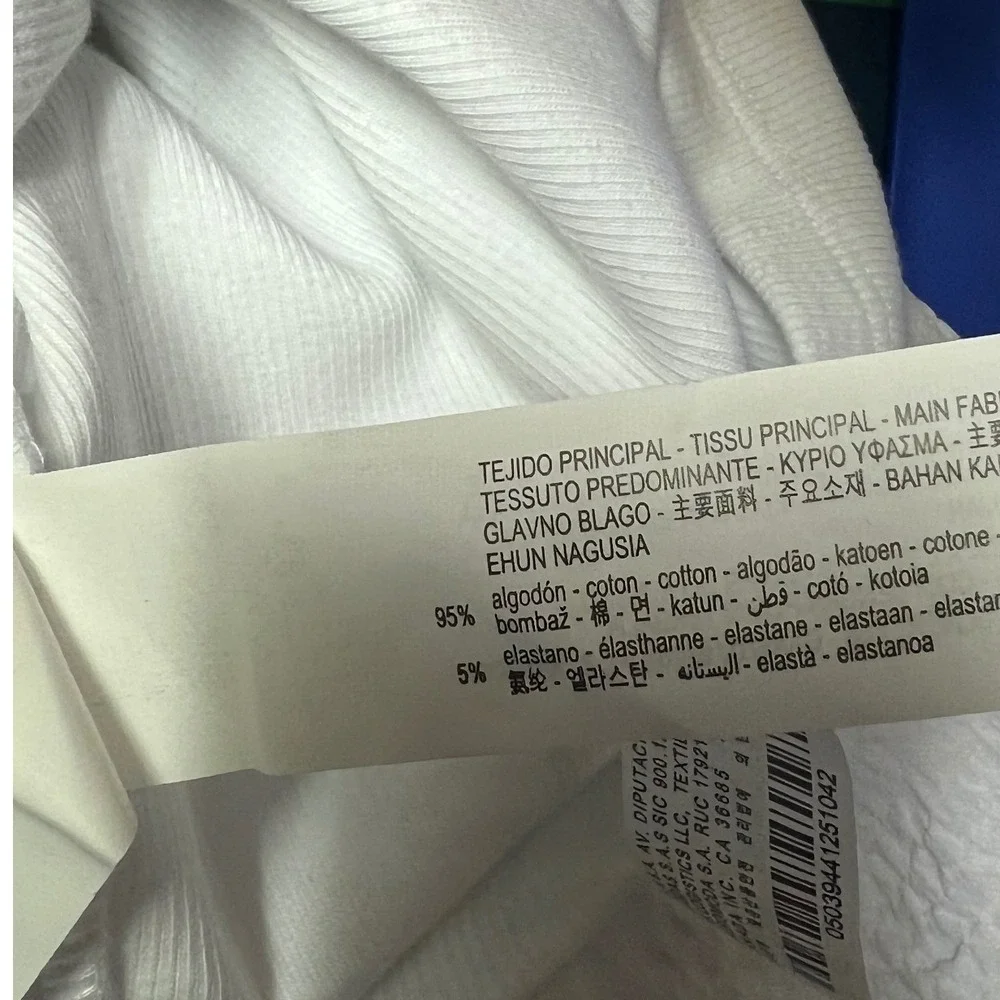 Zara Top Statement Ribbed Knit V‎ Neck White Puff Seersucker Sleeve Turkey L